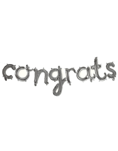 16in SL Silver Congrats Banner Balloon - Joker Party Supply