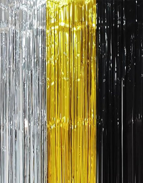SoNice Black, Gold & Silver Foil Curtain 8ft