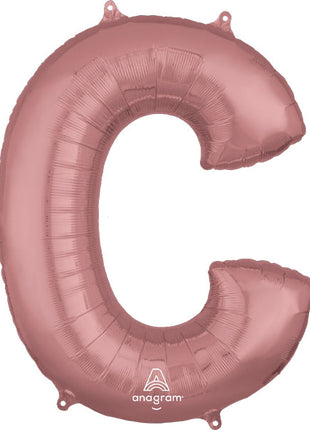 34in Anagram Rose Gold Letter C Balloon - Joker Party Supply