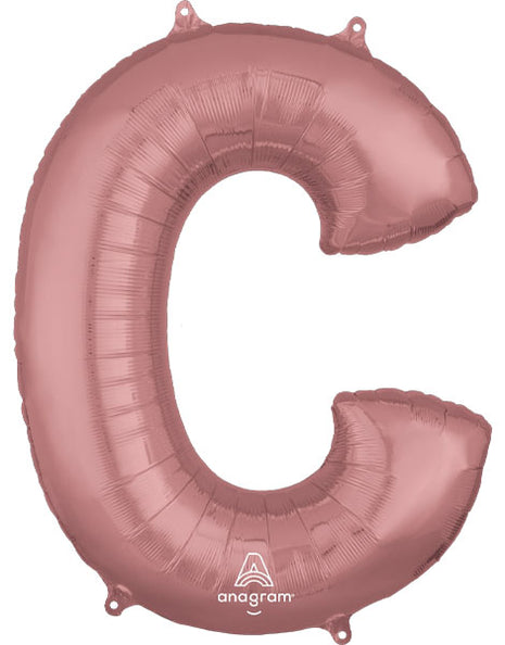 34in Anagram Rose Gold Letter C Balloon - Joker Party Supply