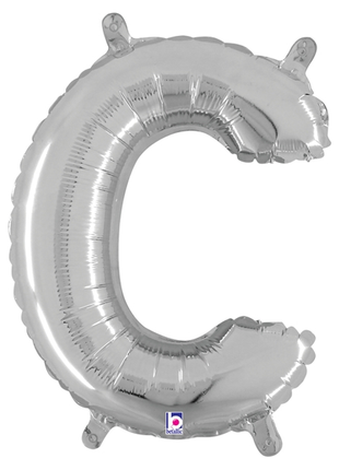14in Betallic Air-Filled Silver Letter C Balloon - Joker Party Supply