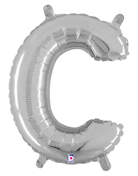 14in Betallic Air-Filled Silver Letter C Balloon - Joker Party Supply
