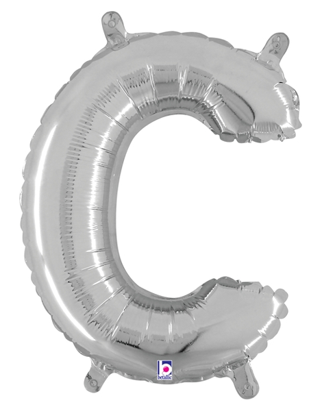 14in Betallic Air-Filled Silver Letter C Balloon - Joker Party Supply