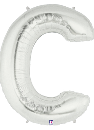 34in Betallic Silver Letter C Megaloons - Joker Party Supply