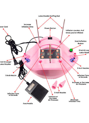 Blue Digital Precision Electric Balloon Inflator With Double Stuffing Tool CD-608