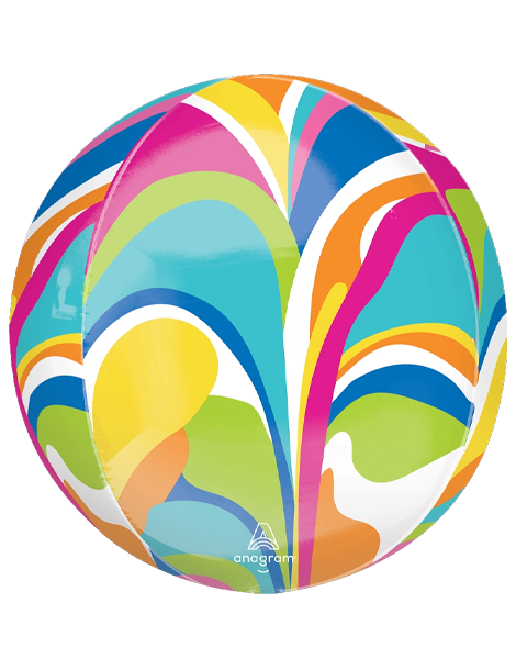 16in Anagram Vibrant Macro Marble Orbz Balloon - Joker Party Supply