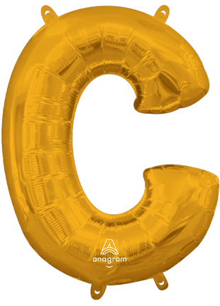 16in Anagram Air-Filled Gold Letter C Balloon - Joker Party Supply