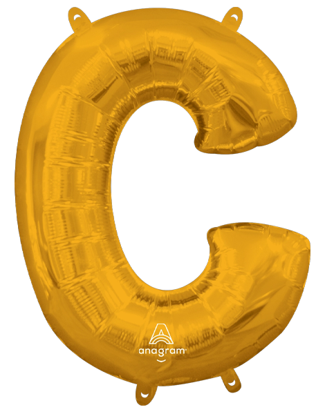 16in Anagram Air-Filled Gold Letter C Balloon - Joker Party Supply
