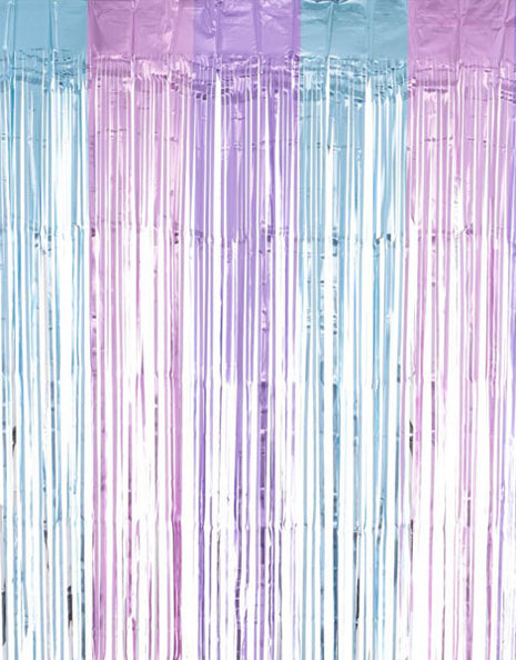 Cortina de aluminio SoNice en azul pastel, rosa y lavanda de 2,4 m