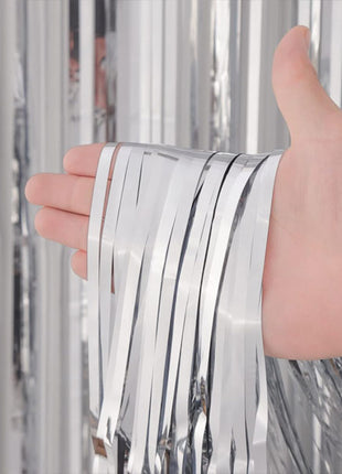 Cortina de papel de aluminio plateado SoNice de 2,4 m