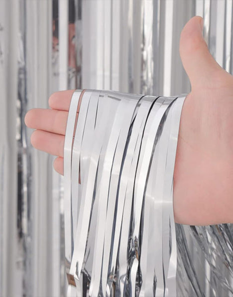 Cortina de papel de aluminio plateado SoNice de 2,4 m