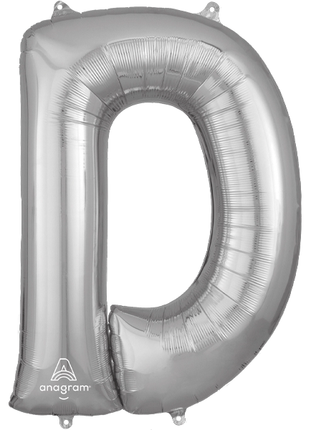 34in Anagram Silver Letter D Balloon - Joker Party Supply