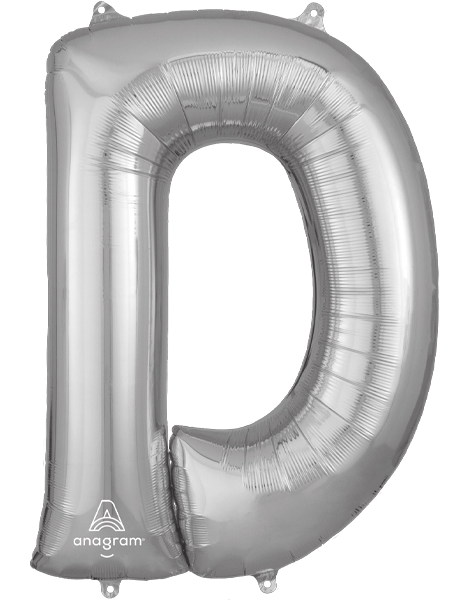 34in Anagram Silver Letter D Balloon - Joker Party Supply