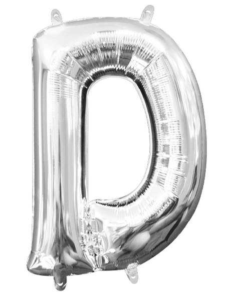 16in Anagram Air-Filled Silver Letter D Balloon - Joker Party Supply