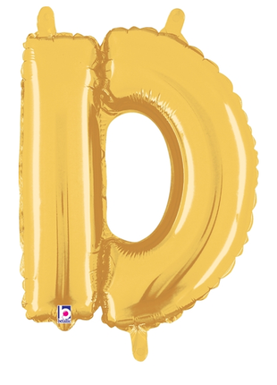 14in Betallic Air-Filled Gold Letter D Balloon - Joker Party Supply