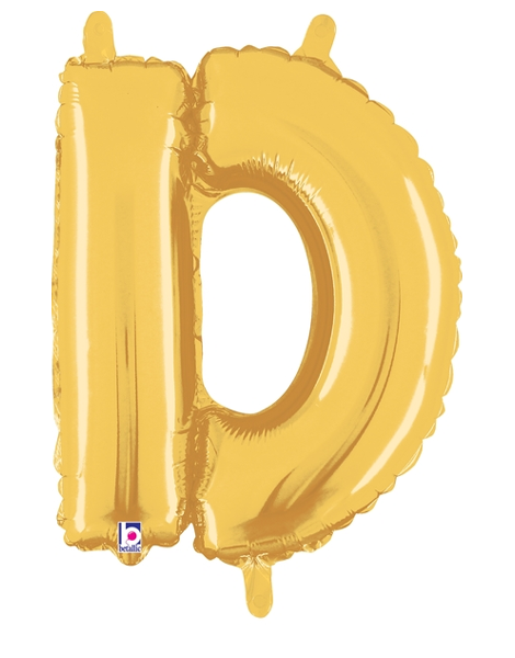 14in Betallic Air-Filled Gold Letter D Balloon - Joker Party Supply