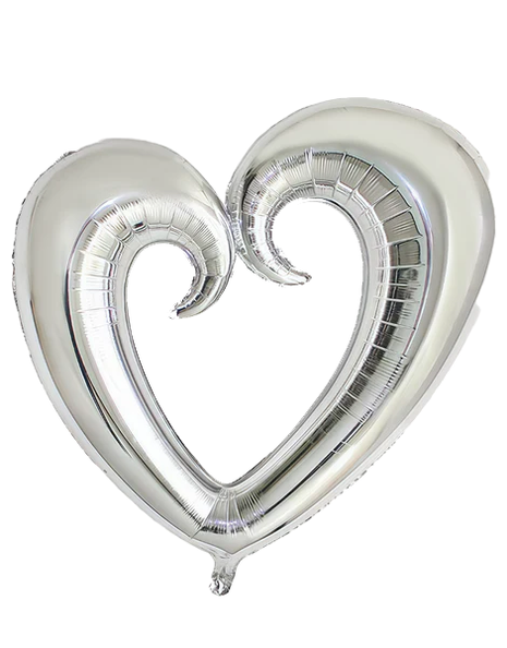 Globo de corazón plateado DecoChamp de 65 pulgadas