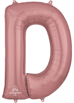 34in Anagram Rose Gold Letter D Balloon - Joker Party Supply