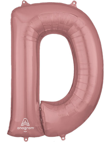 34in Anagram Rose Gold Letter D Balloon - Joker Party Supply