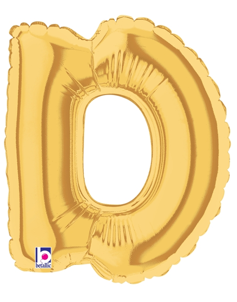 34in Betallic Gold Letter D Megaloons - Joker Party Supply