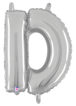 14in Betallic Air-Filled Silver Letter D Balloon - Joker Party Supply