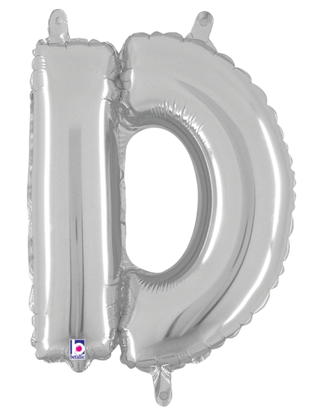 14in Betallic Air-Filled Silver Letter D Balloon - Joker Party Supply