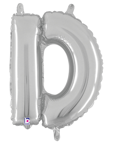 14in Betallic Air-Filled Silver Letter D Balloon - Joker Party Supply