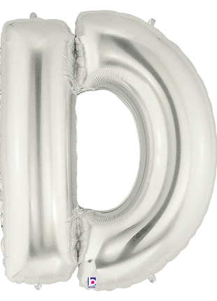 34in Betallic Silver Letter D Megaloons - Joker Party Supply