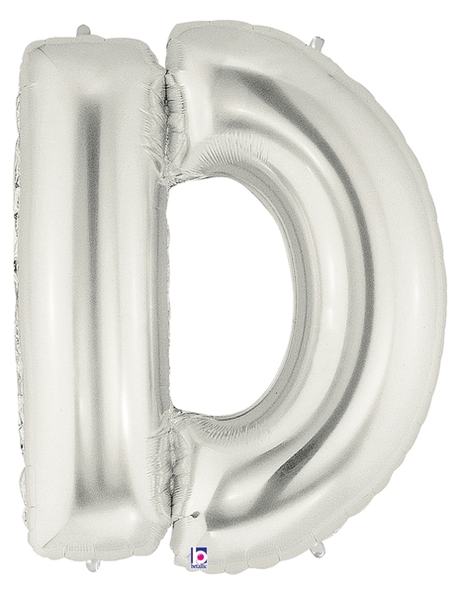 34in Betallic Silver Letter D Megaloons - Joker Party Supply