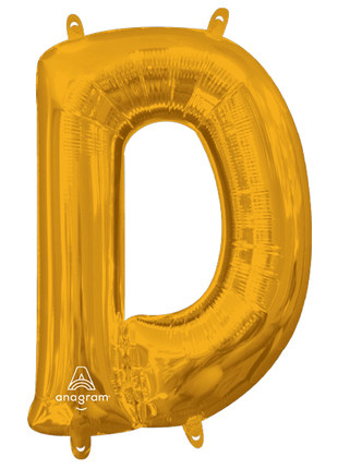 16in Anagram Air-Filled Gold Letter D Balloon - Joker Party Supply