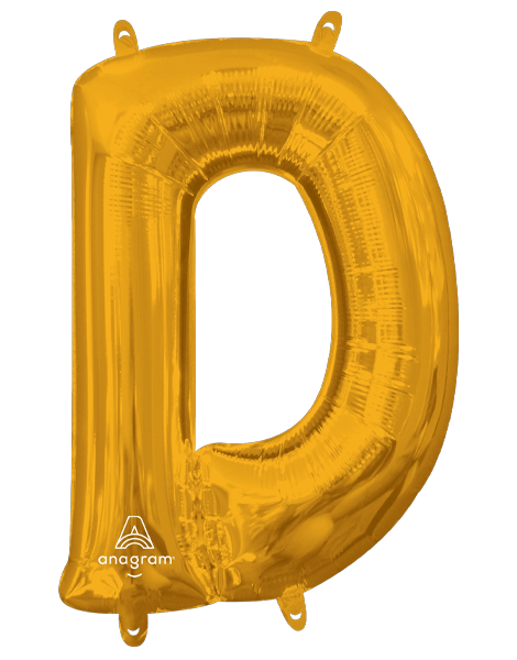 16in Anagram Air-Filled Gold Letter D Balloon - Joker Party Supply