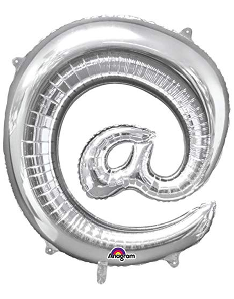 16in Anagram Silver @ Symbol Balloon - Joker Party Supply