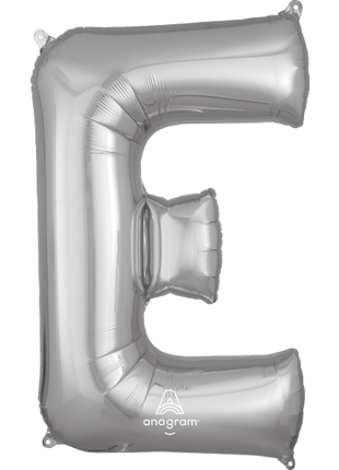 34in Anagram Silver Letter E Balloon - Joker Party Supply