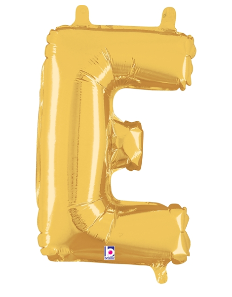 14in Betallic Air-Filled Gold Letter E Balloon - Joker Party Supply