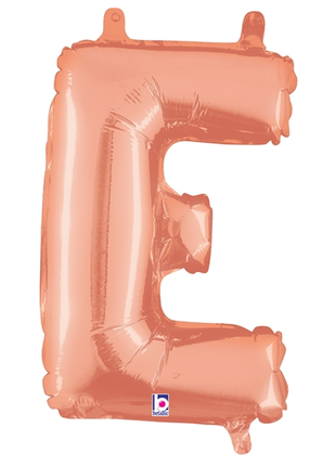 14in Betallic Air-Filled Rose Gold Letter E Balloon - Joker Party Supply
