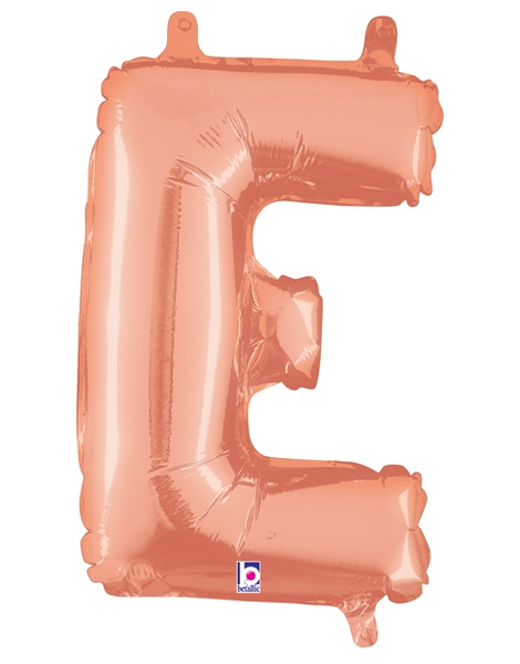 14in Betallic Air-Filled Rose Gold Letter E Balloon - Joker Party Supply