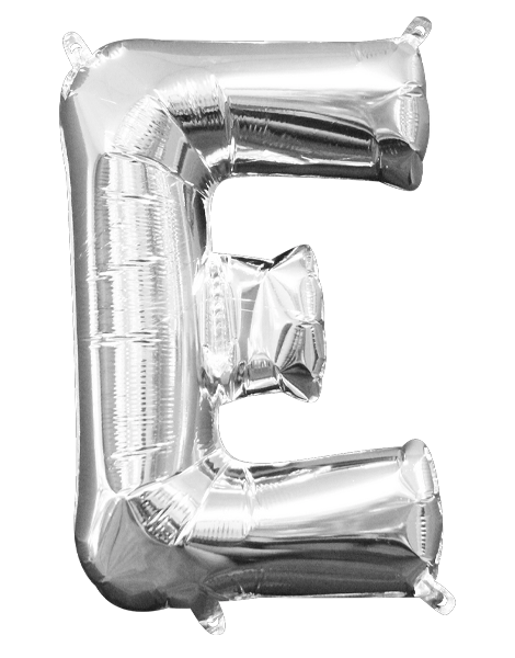 16in Anagram Air-Filled Silver Letter E Balloon - Joker Party Supply