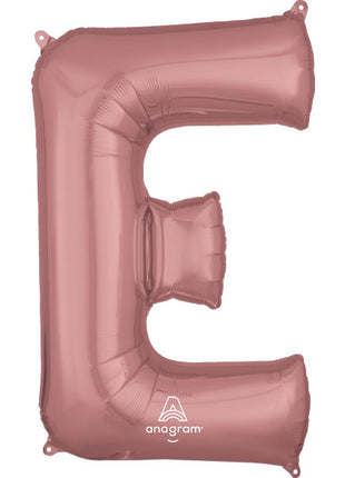34in Anagram Rose Gold Letter E Balloon - Joker Party Supply