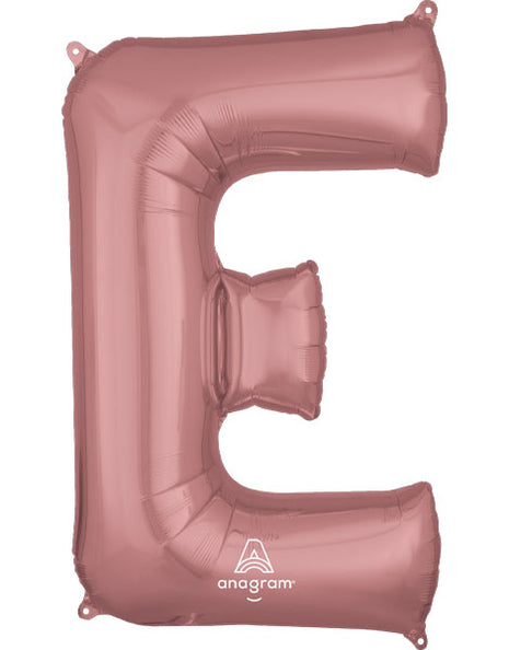 34in Anagram Rose Gold Letter E Balloon - Joker Party Supply
