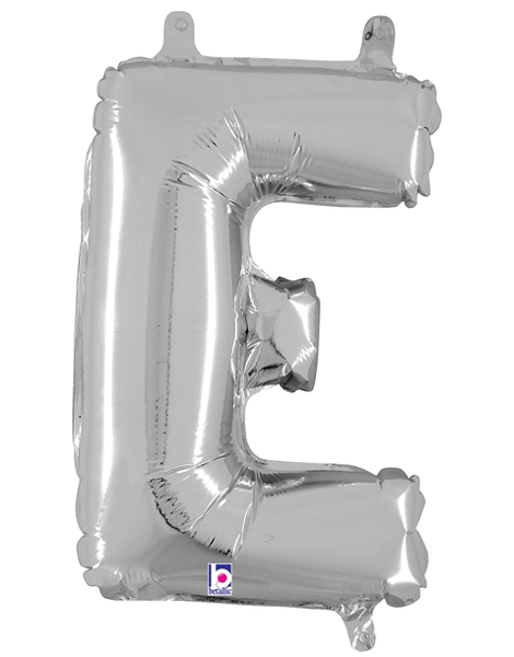 14in Betallic Air-Filled Silver Letter E Balloon - Joker Party Supply