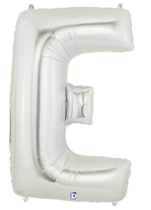 34in Betallic Silver Letter E Megaloons - Joker Party Supply