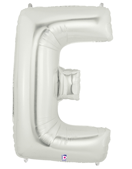 34in Betallic Silver Letter E Megaloons - Joker Party Supply