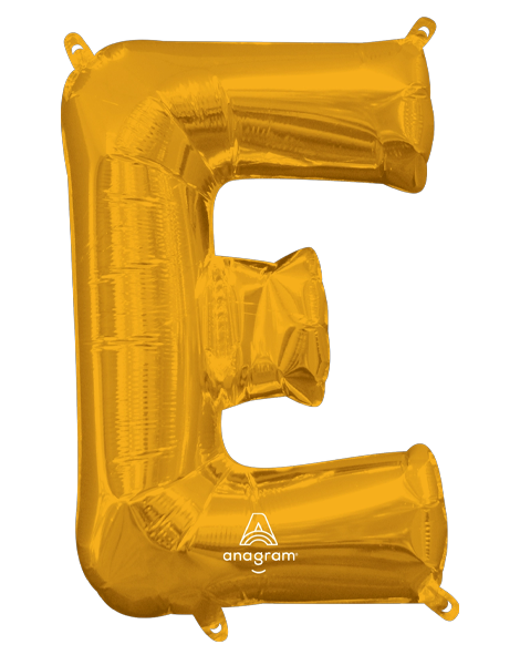 16in Anagram Air-Filled Gold Letter E Balloon - Joker Party Supply