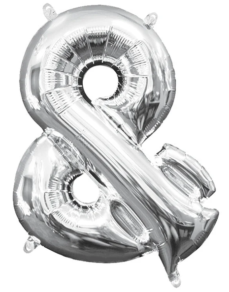 16in Anagram Silver & Symbol Balloon - Joker Party Supply