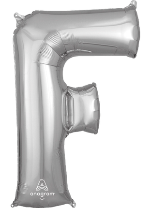 34in Anagram Silver Letter F Balloon - Joker Party Supply