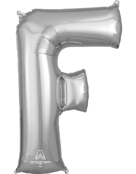 34in Anagram Silver Letter F Balloon - Joker Party Supply