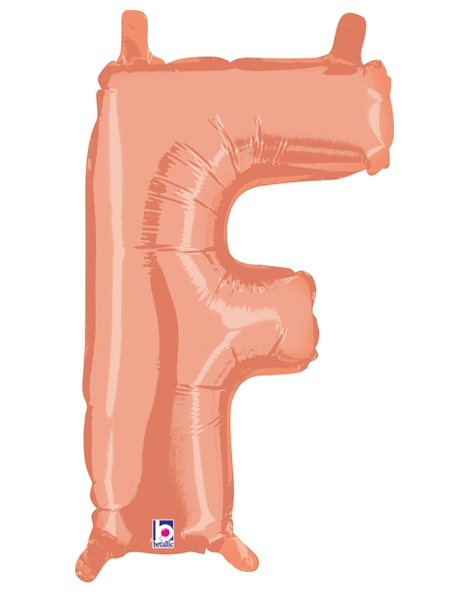 14in Betallic Air-Filled Rose Gold Letter F Balloon - Joker Party Supply