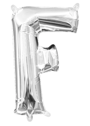 16in Anagram Air-Filled Silver Letter F Balloon - Joker Party Supply