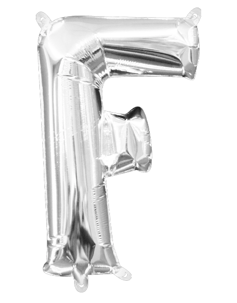16in Anagram Air-Filled Silver Letter F Balloon - Joker Party Supply