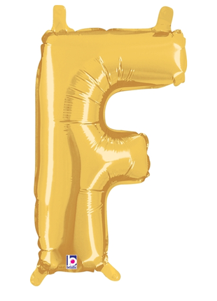 14in Betallic Air-Filled Gold Letter F Balloon - Joker Party Supply